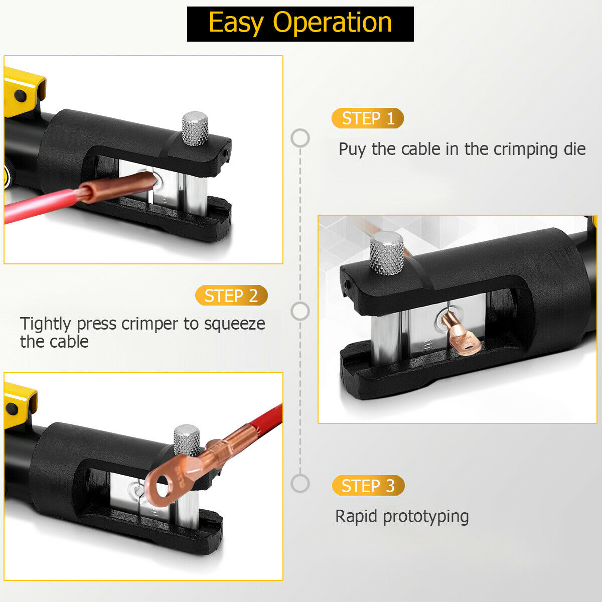 WBHome Hydraulic Wire Crimper Battery Lug Terminal Cable Crimping Tool 8 Dies,